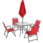 Mainstays Red Albany Lane Steel 6-piece Outdoor Patio Dining Set W  Umbrella New