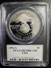 1991-s Uso Commemorative Proof Silver Dollar Pcgs Pr70 Dcam John Mercanti Signed