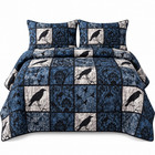 Halloween Raven Quilt Set 3 Piece Patchwork Bedspread 88x92 With 2 Pillow Shams