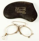 Antique 18k Gold  French Pince Nez Spectacles In Fine Condition  Hallmarks  Case