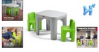Kids Table Chair Set Plastic Toddler Playroom Arts Crafts Ages 2 Yr Gray Green