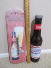 Jumbo Vtg Original Budweiser Metal Tin Wall Sign   Plastic Beer Bottle Coin Bank
