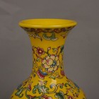 Chinese Old Porcelain Yellow Enamel Vase With Tangled Branches