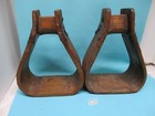 Rare Pair 1800 s Wooden Hand Made Oak Plantation Style Stirrups