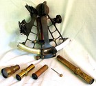 Antique Sextant Hughes   Sons Genuine W Mahog Box   Accerories