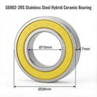 6902-2rs Stainless Steel Ceramic Hybrid Radial Bearing  15x28x7mm Bicycle   