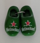 Vintage Heineken Hand Carved Dutch Holland Wood Clogs Green Rare - Set Of 2 New