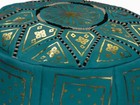 Pouf Moroccan Hassock Poof Handmade Leather Ottoman Footstool Medium Turquoise