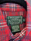 Vintage Ralph Lauren Country Flannel Shirt Mens Medium Red Plaid Button Down