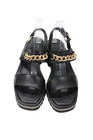 Bernardo Womens Leather Chain Detail Heels Sorrena Sandals Shoes Black Size 8 5