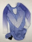 New Gk Elite Gymnastics Competition Leotard Periwinkle Mesh Rhinestone Bling Axs