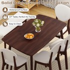 Rubberwood Dining Table Set dark Walnut Finish With Beige Cushions  In Stock