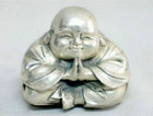 2 ancient Silver Carved Happy Buddha Maitreya Figurine Collection