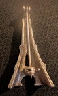 Vintage Silver Tone Eiffel Tower Brooch Pin Paris France Travel Souvenir