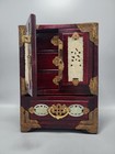 Vintage Chinese Jewelry Cabinet Rosewood  Brass  Carved Stone Insets