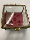 Vintage Antique 19th Century Gold Beveled Glass Jewelry Box