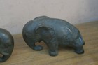 Pair Of Antique Cast Iron - Bronze Elephant Statue Figurine Bookends