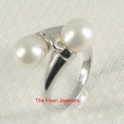 Solid Sterling Silver  925 Twin White Freshwater Pearl Cocktail Ring