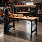 71  Heavy Duty Adjustable Workbench With Pegboard 2000lb Power Outlets Wheels