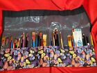 Vintage 23-slot Artist Roll-up Paint Brush Case With Brushes Purple Butterflies