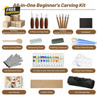 Wood Carving Kit Tools Set Whittling  Basswood Blocks Diy Beginner