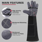 Arccaptain 24 Inch Extra Long Heat Resistant Mig stick Welding Gloves Black-grey
