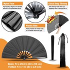 Omyfans Large Rave Folding Hand Fan - Foldable 13 X 0 75 X 25 5 Inches  Black