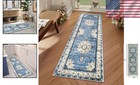 Blue Oriental Floral Medallion Runner Rug