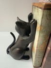 Set pair Vintage Brass Or Bronze Metal Cat Bookends Adorable