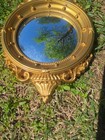Vintage Syroco 4410 Federal American Eagle Convex Bubble Mirror 16    Gold Antique