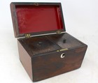 19th Cent English victorian Rosewood Tea Caddy 2 Compartments c 1870