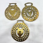 Brass Horse Medallion Antique English Heart Love Open Sun Lot Of 3 Show Harness