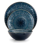Deepsea Mozaic 16 Piece Round Stoneware Dinnerware Set In Sea Blue