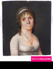 Antique Early 1800s French Empire Hand Painted Gouache Miniature Woman Portrait