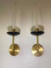 Nautical Set Of 2 Brass Wall Sconce Candle Holder Gold   Black  Vintage  Antique