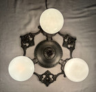 Antique Riddle Ceiling Light Fixture Vtg Flush Cast Art Deco Victorian Usa  m17