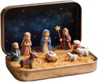 Nativity Figurines In A Tin Pocket Size Jesus Birth Decoration Christmas Decor