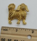 Vintage Signed Js Gold Tone Pekingese Dog Brooch Pin