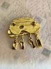 Charming Artist Palette Paintbrush Pin Brooch With Colorful Paint Dangles