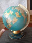 Vintage World Colored Globe Approx 10 by Ohio Art With Zodiac Signs On Base  B7