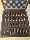 New 1983 Franklin Mint Pewter   Brass Civil War Chess Set   Certificate Of Auth