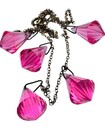 Vintage Art Deco Czech Pink Glass Briolette Necklace Very Nice 17 