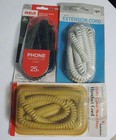 6 Telephone Phone Handset Curly Spring Cord 25  Foot New Old Stock