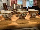 Vtg Mid Century Chinese Red Dragon   Phoenix Gold Gilded 8 Tea Rice Wine Cups 2   
