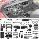 For Ford Mustang 2010-2014 Carbon Fiber Steering Wheel Dashboard Trim Full Decor