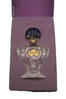 Vintage Guerlain Shalimar Perfume Bottle Baccarat Glass Fan Stopper W  Box Fr Eu