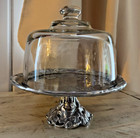 Vtg Arthur Court C  2000 Aluminum Grape Pedestal Dessert Plate With Glass Dome