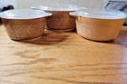 Vintage Pyrex Woodland Brown   Tan Casserole Set With 3 Clear Lids  470 474 475
