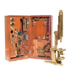 Large 1850 Smith   Beck Antique Brass Microscope W orig  Case   Many Accessories