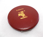 Vintage Red Leather California Souvenir Powder Compact Zell Applicator Unused